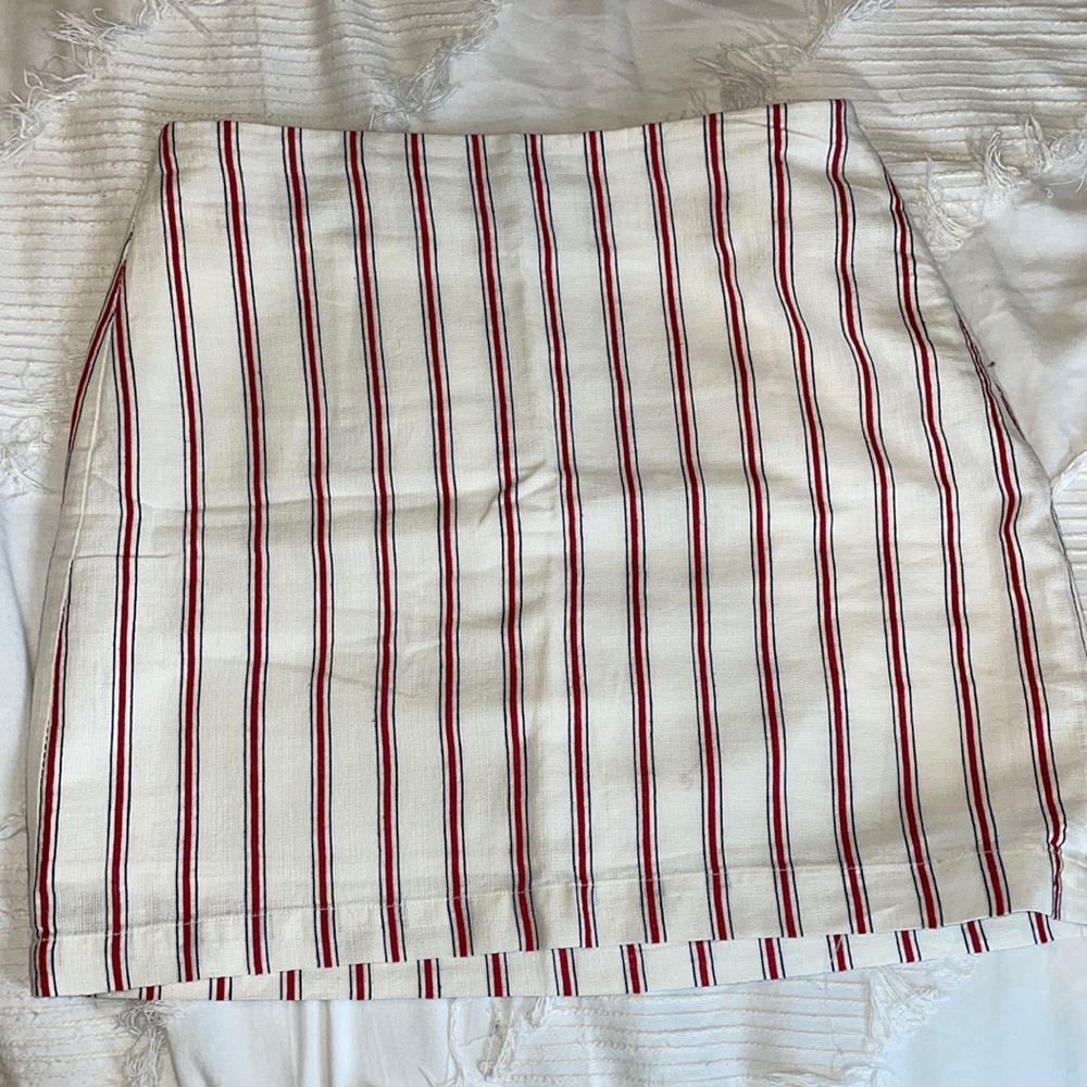 Red white & blue striped linen skirt
